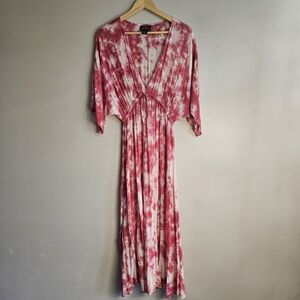 Angie Pink and White Maxi Dress